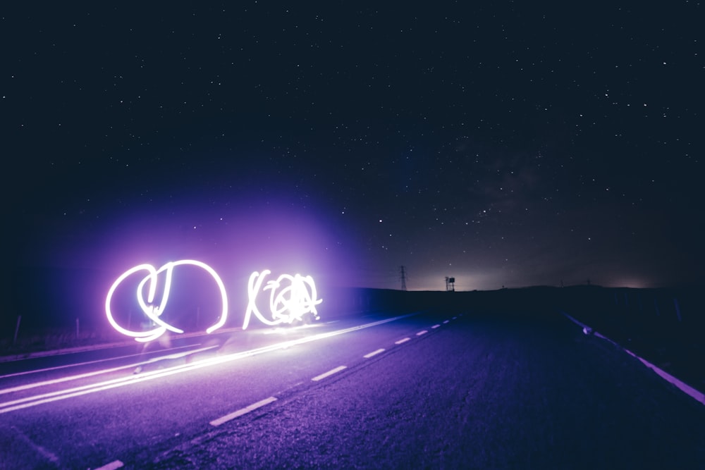 purple and white light streaks