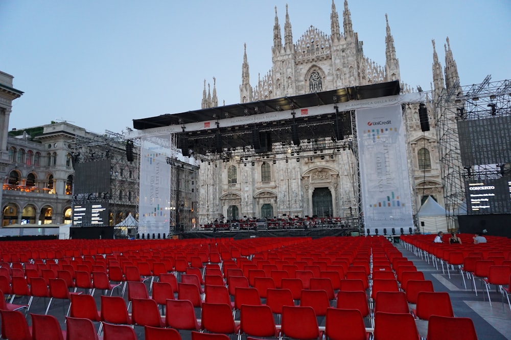 red and white stadium chairs