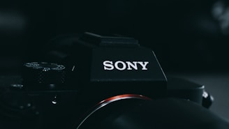 black nikon dslr camera on black background