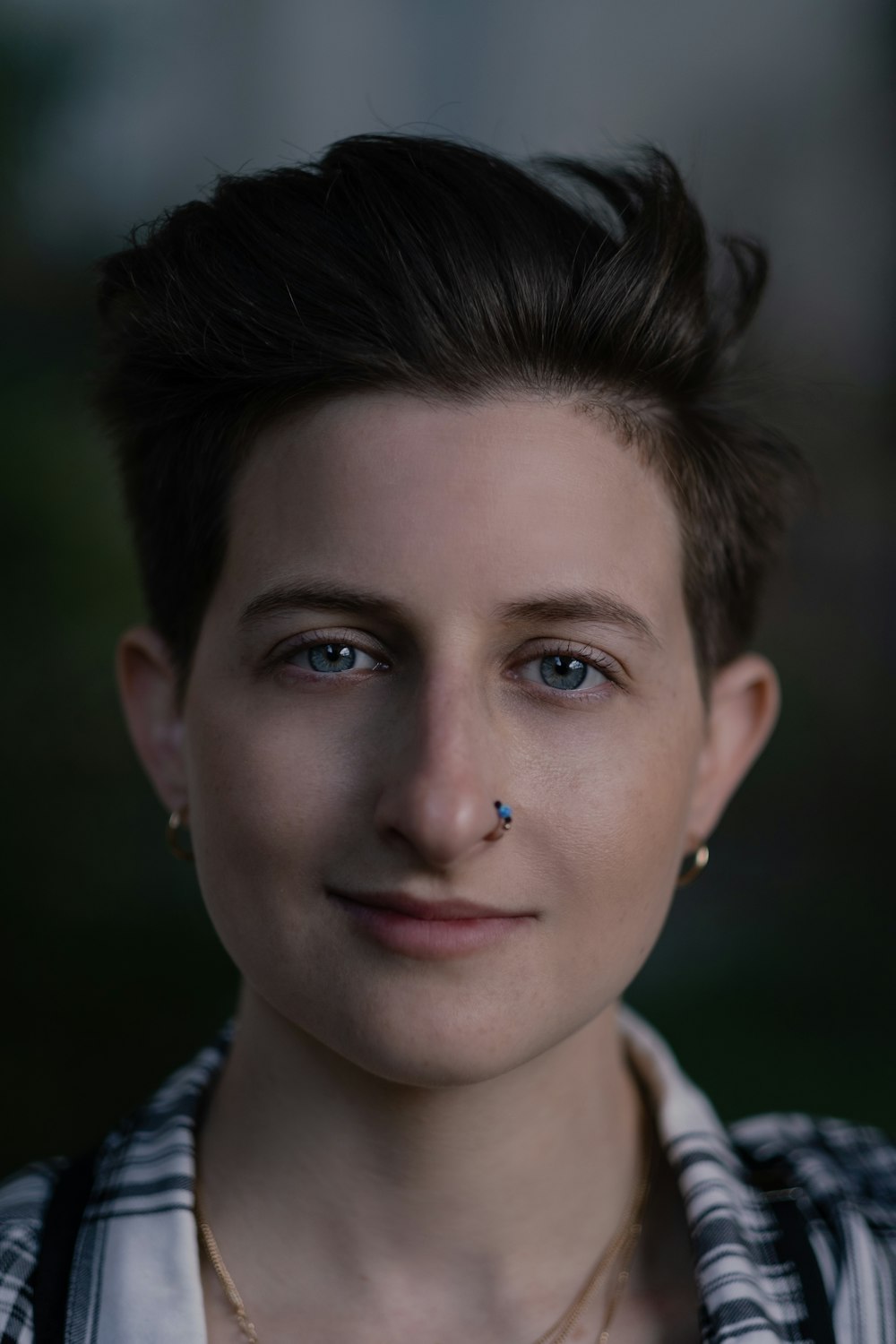 woman in white collared shirt