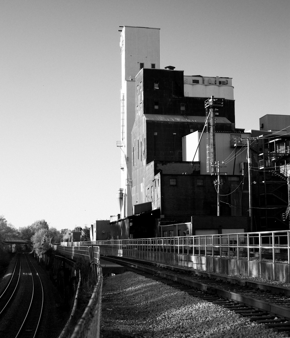 grayscale photo of city buildings