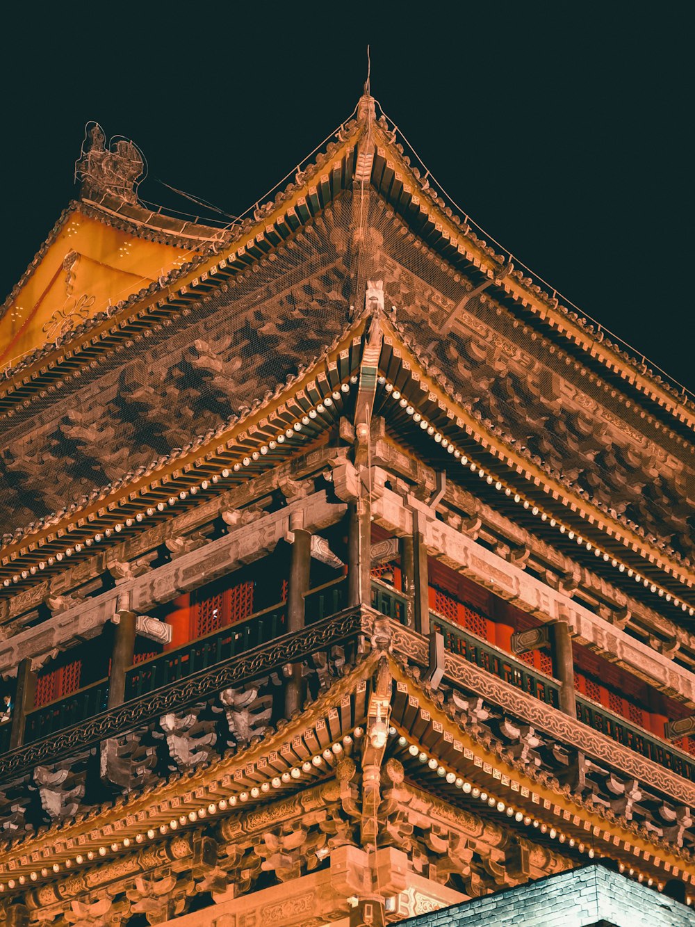 brown and black temple during night time