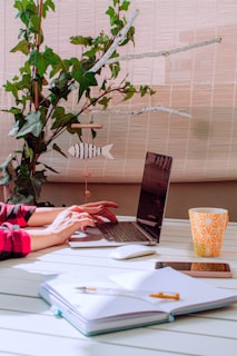 person in red shorts sitting on couch using macbook pro