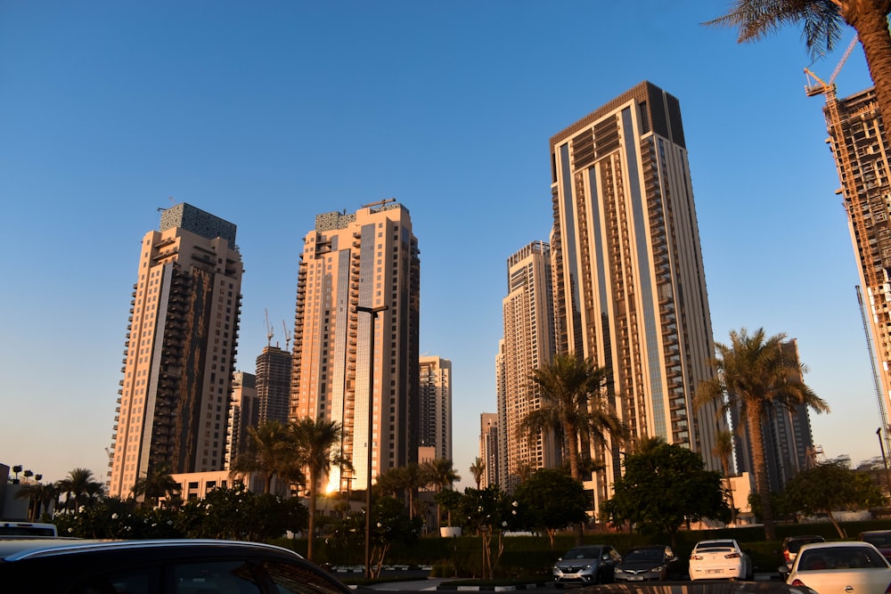 cars parked near high rise buildings during daytime