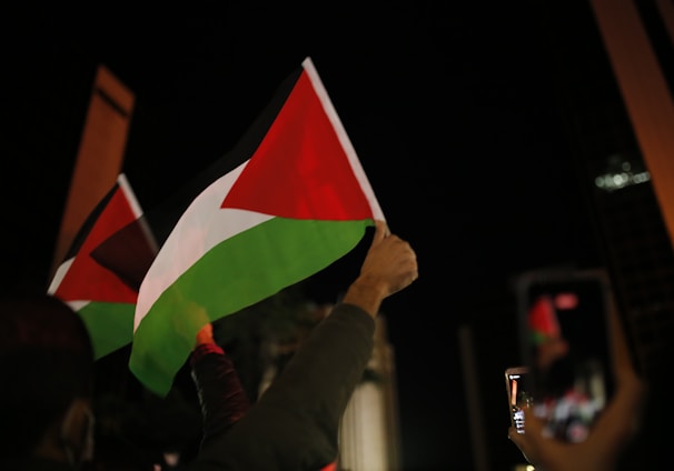 person holding green white and red flag