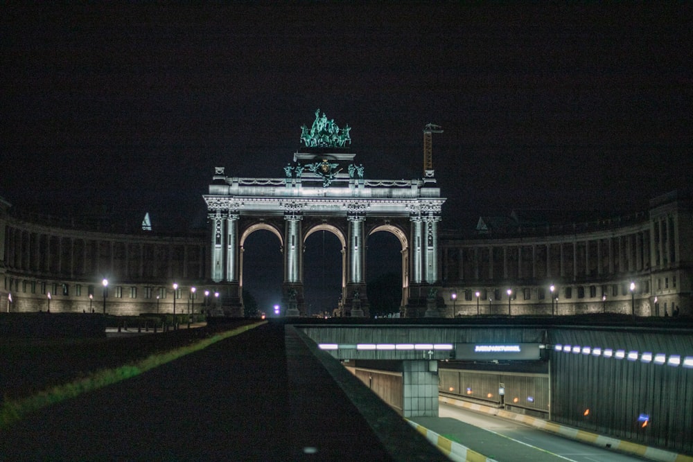 white concrete bridge during night time