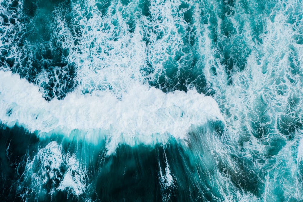 aerial view of ocean waves