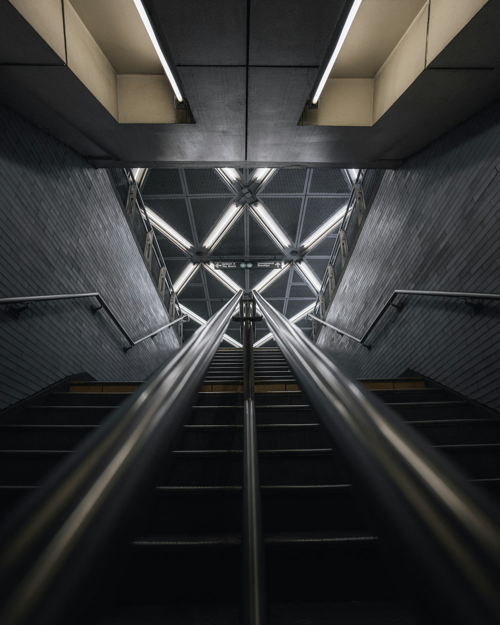 black and white tunnel with white ceiling