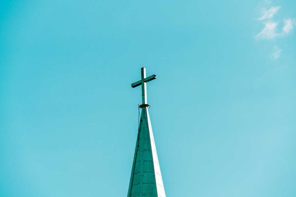 white cross on top of the roof