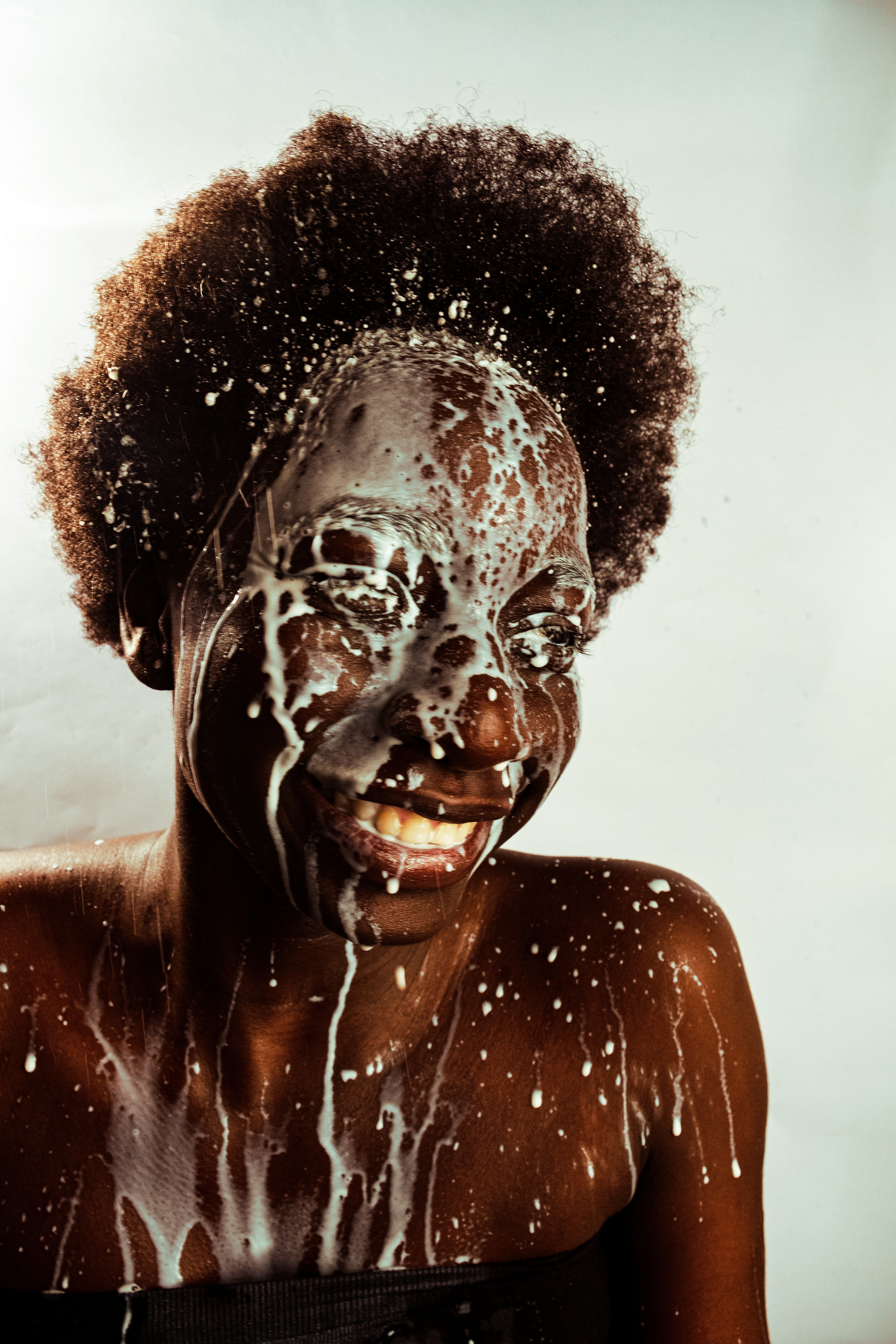 man with black beard in water