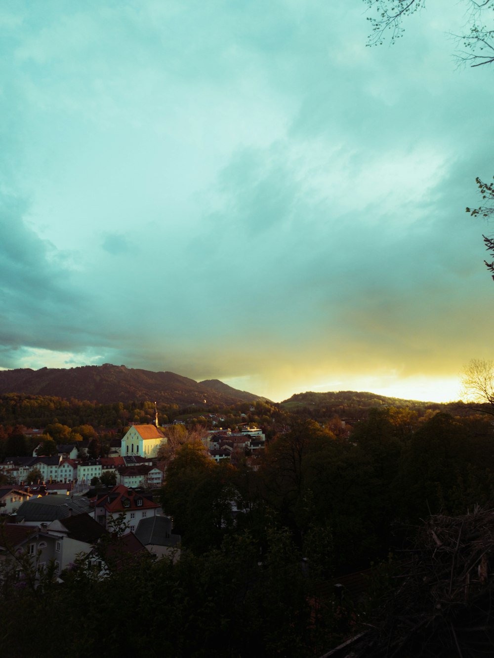 green trees and mountain under cloudy sky during daytime