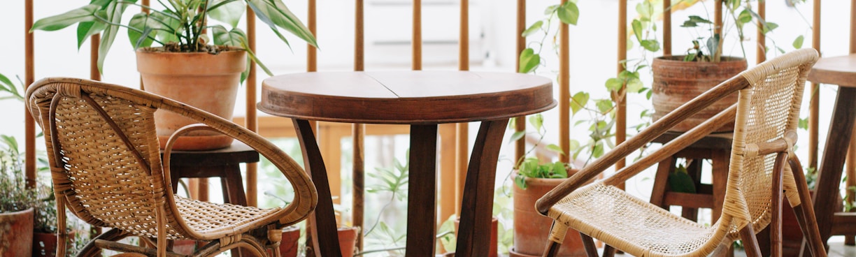 brown wooden table and chairs