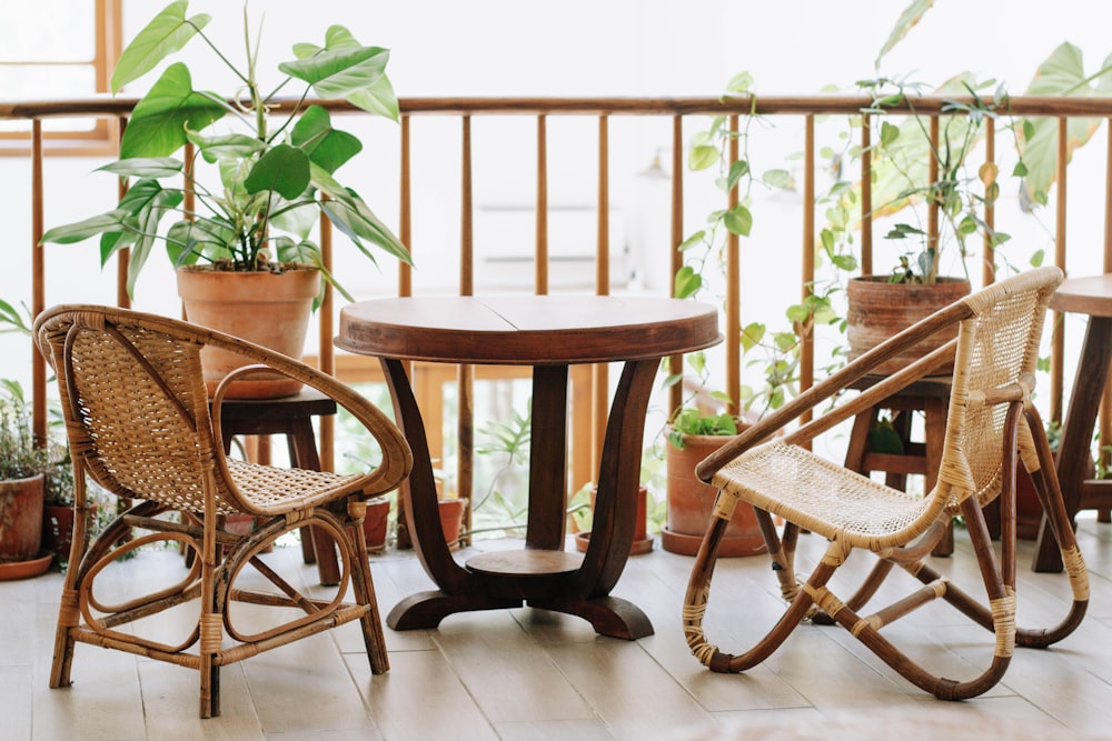 brown wooden table and chairs