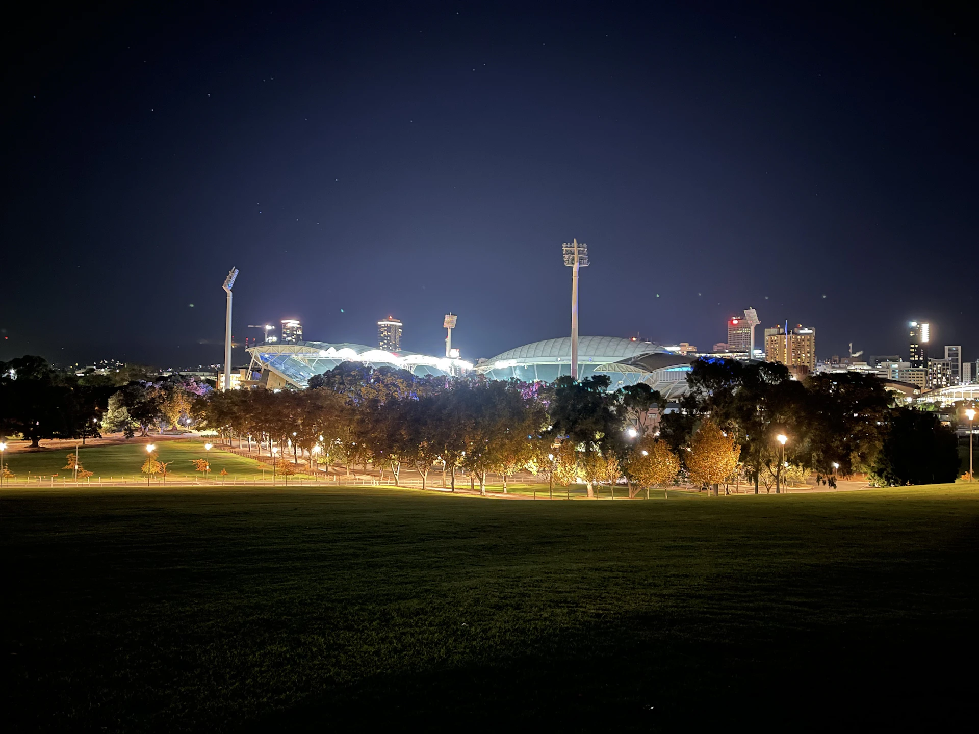 A sleek graphic of a stadium under floodlights, bathed in layered shades of green with subtle motion effects.