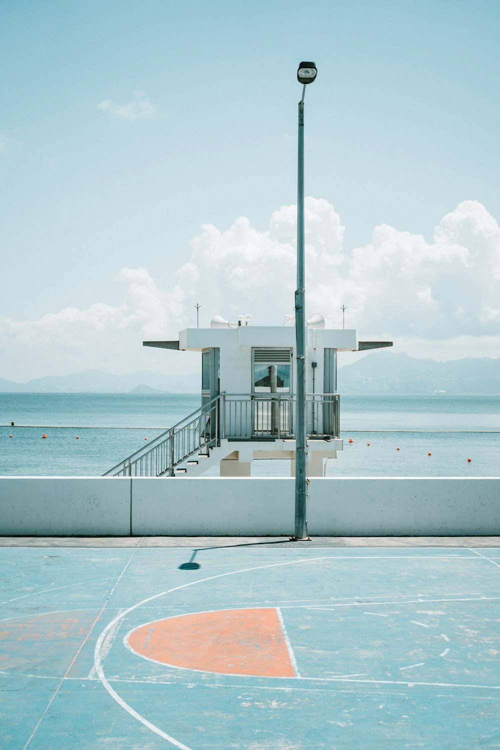 white and red swimming pool