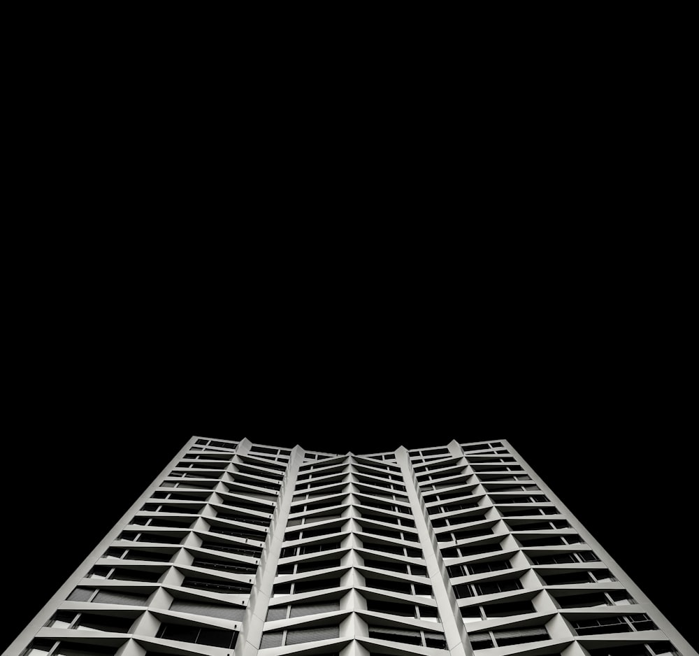 black and white high rise building