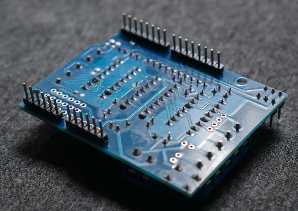 blue and black circuit board