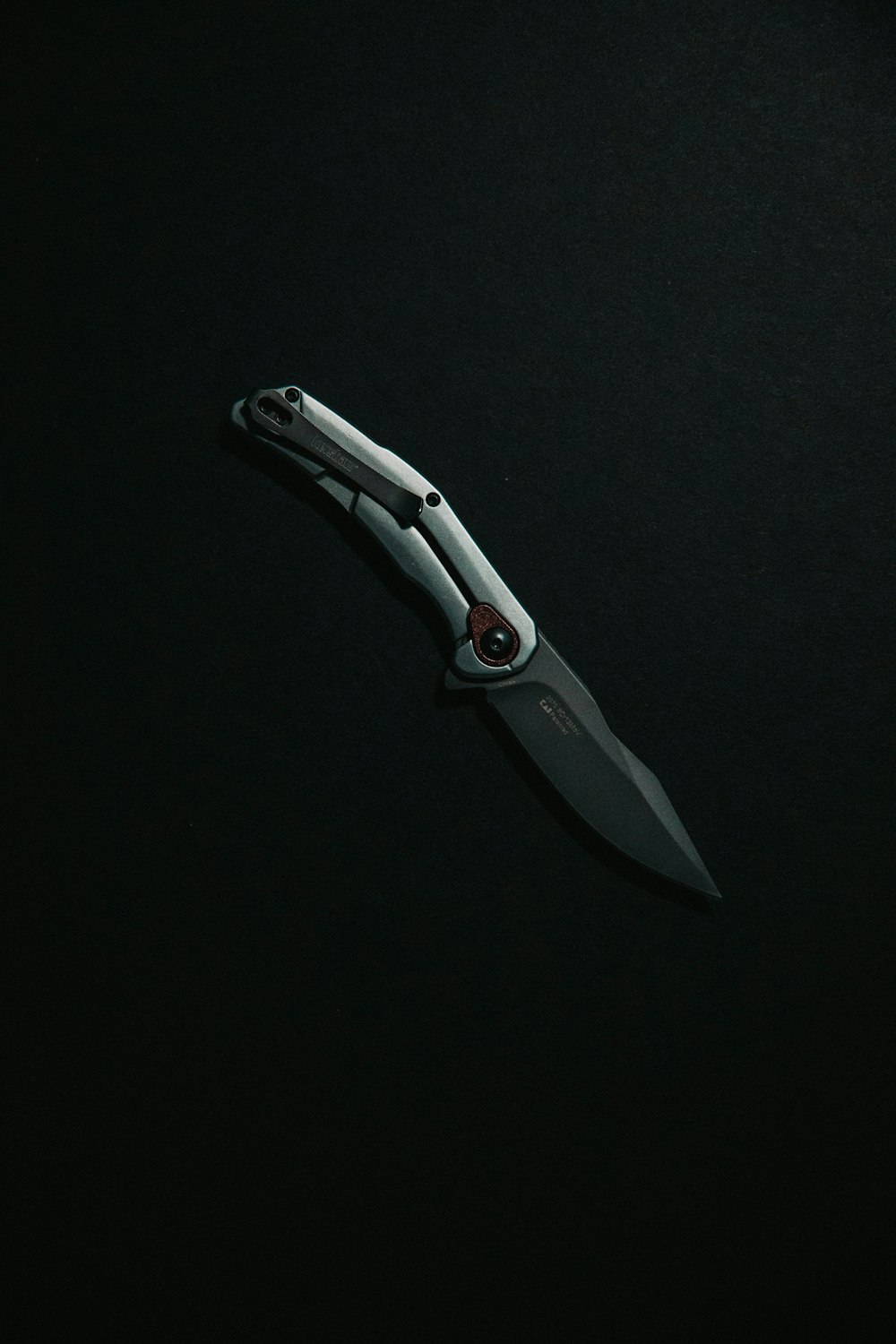 silver and black pocket knife
