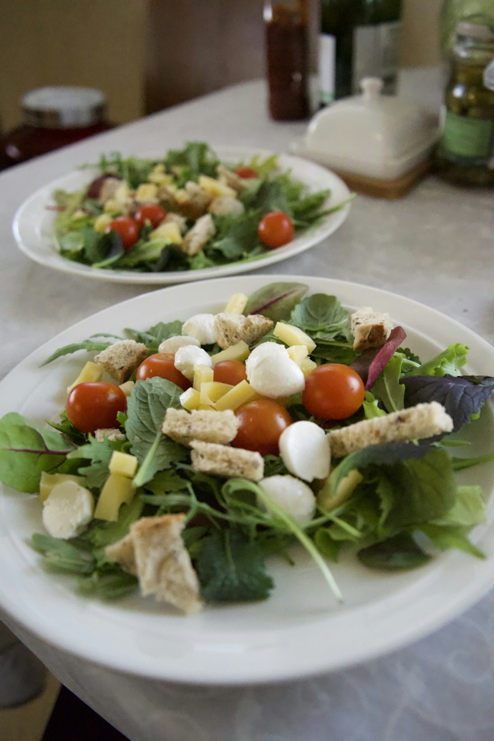 vegetable salad on white ceramic plate