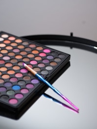 A vibrant makeup palette showcasing various colors.