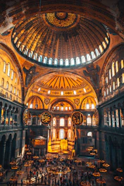 hagia sophia's interior and main apse with angels at corners