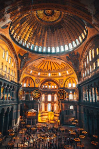 hagia sophia's interior and main apse with angels at corners
