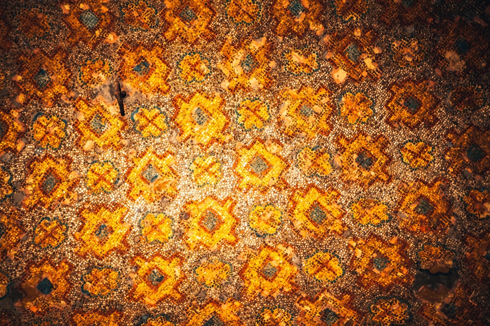 brown and black floral textile