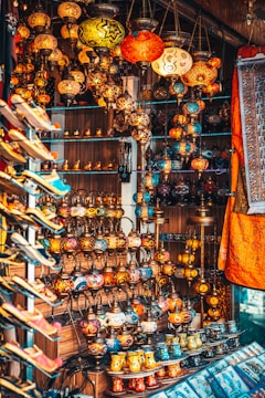 A vibrant display of various electrical materials and art objects.