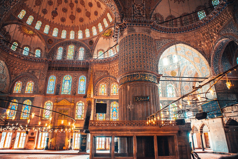 brown and blue dome building