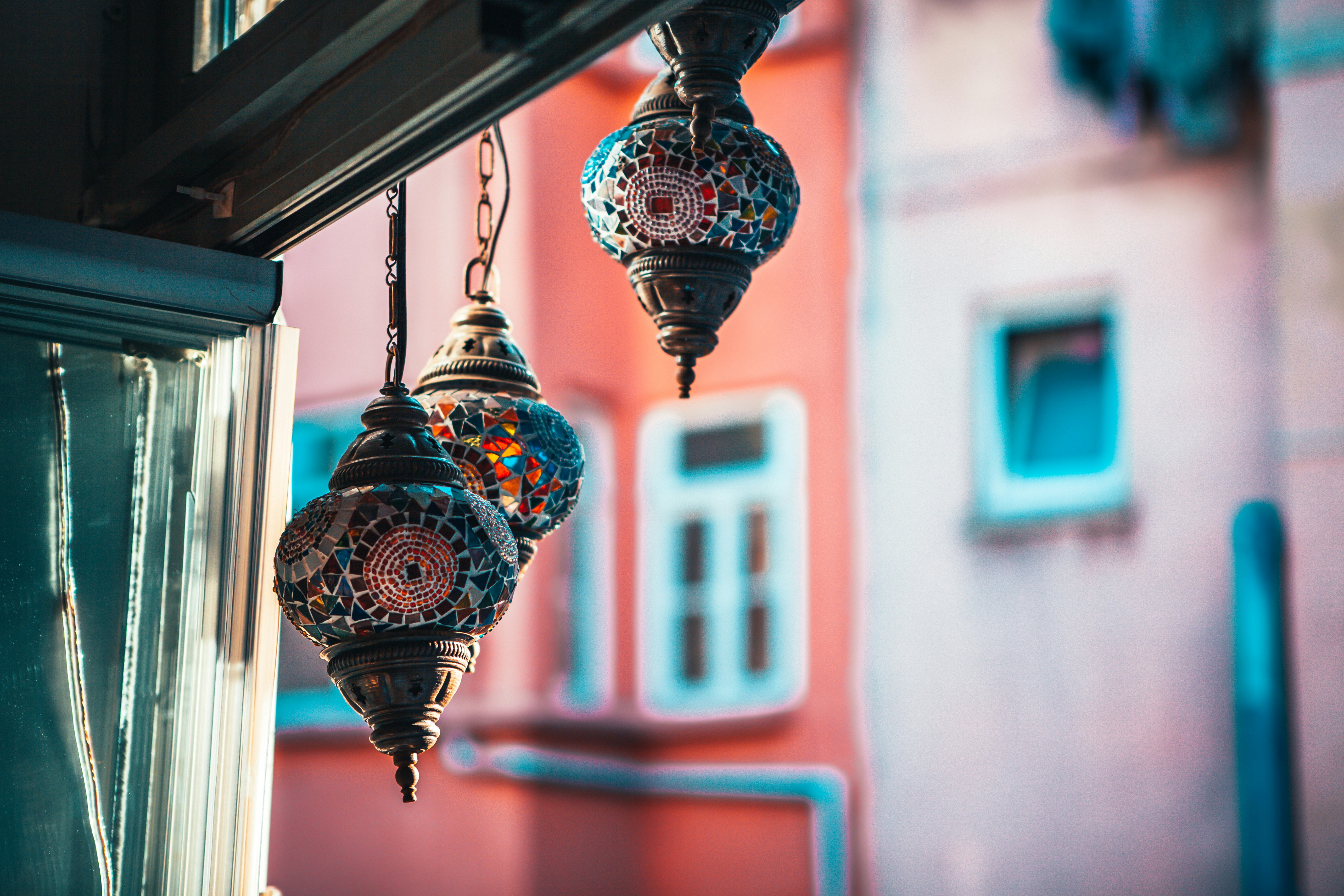 brown and black pendant lamp