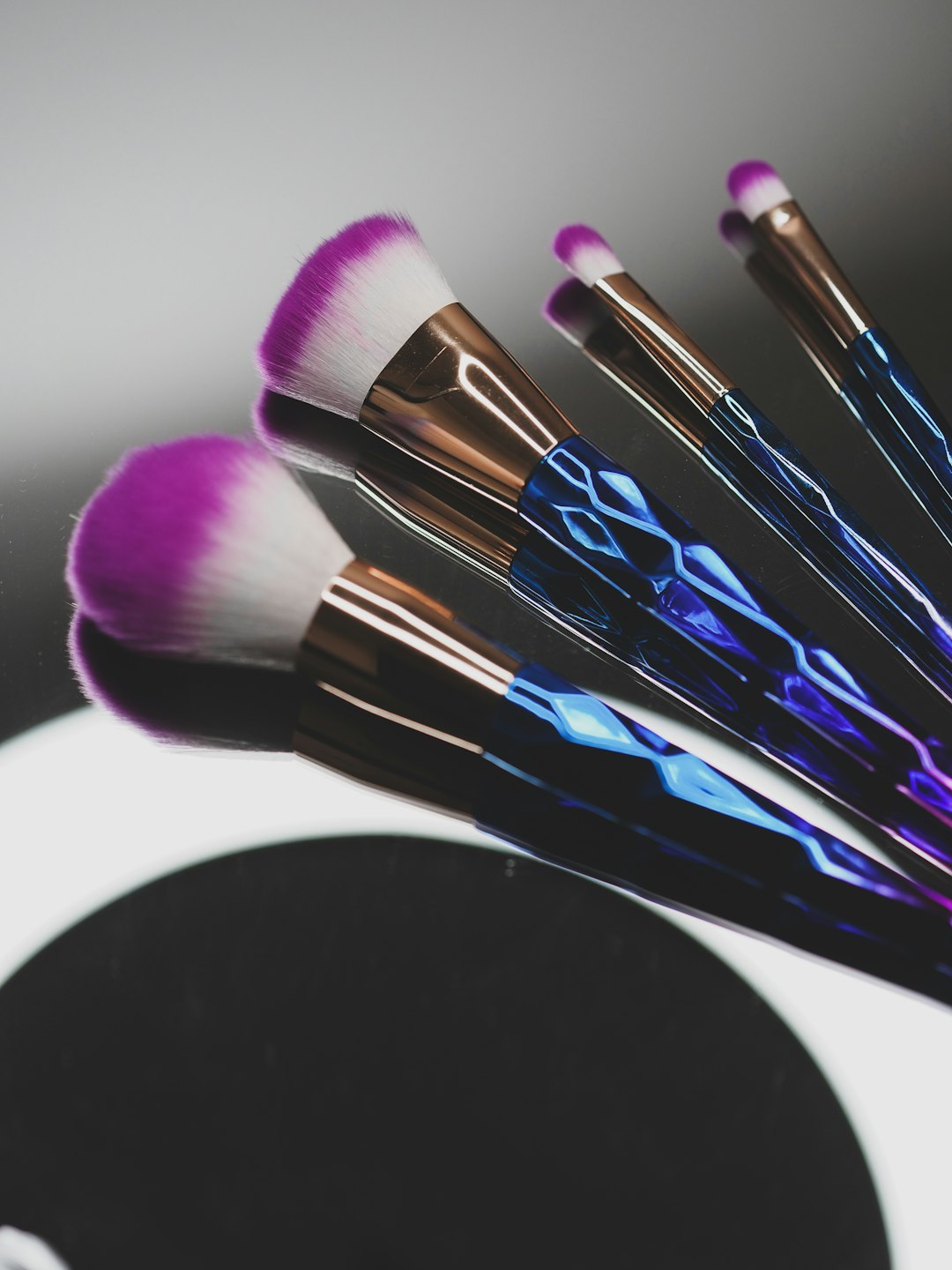 black and purple makeup brush set