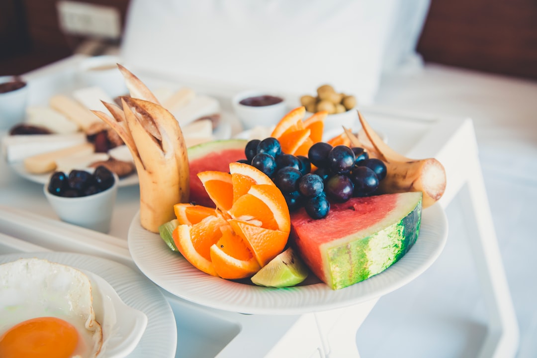 fruits on white ceramic plate