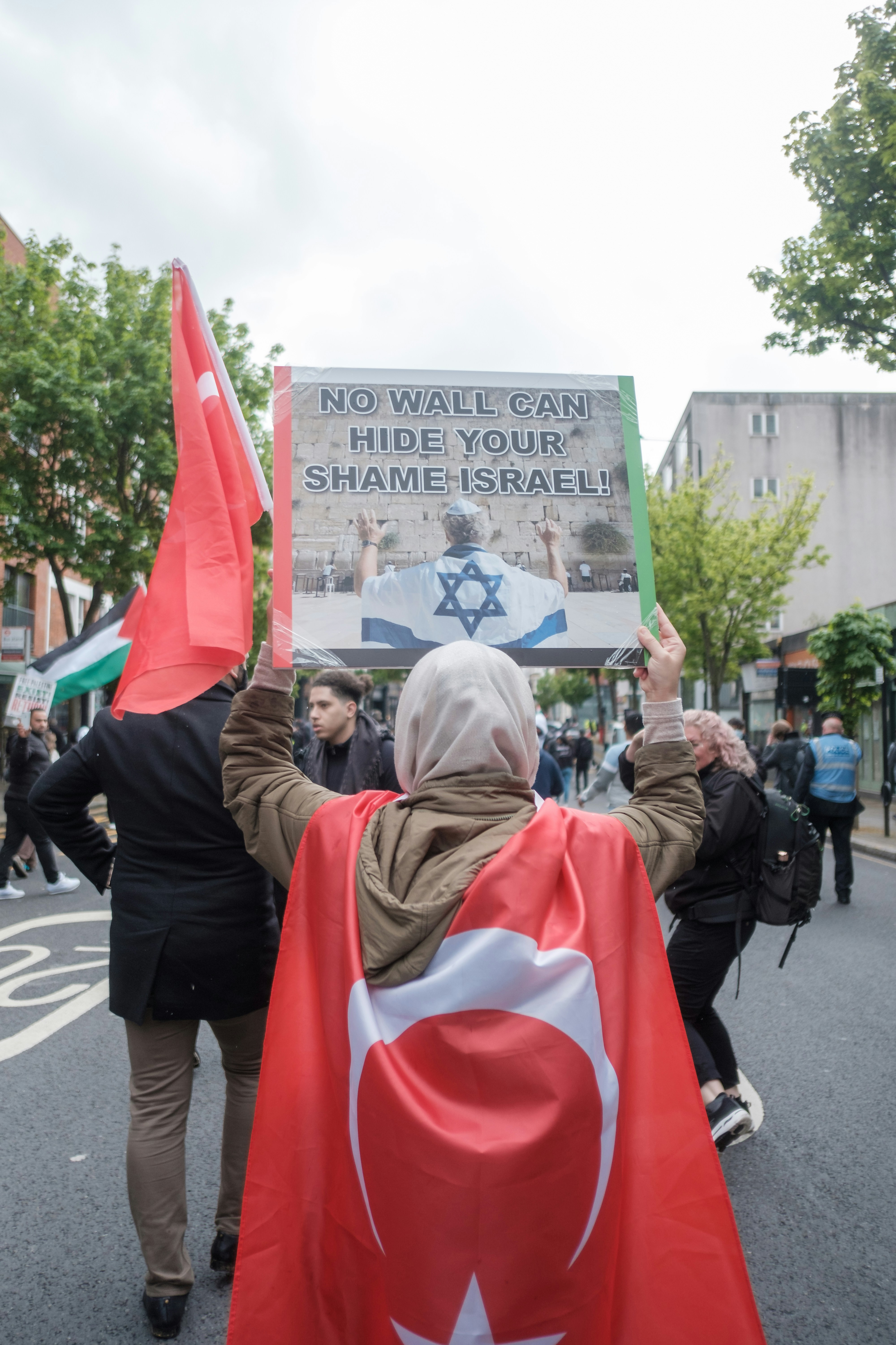 May 15th 2021, around 150,000 people attend the March for Palestine protest; they converged at the Israeli Embassy but were blocked and eventually met with resistance by the met Police