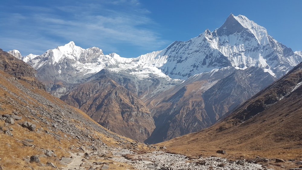 snow covered mountains under blue sky during daytime