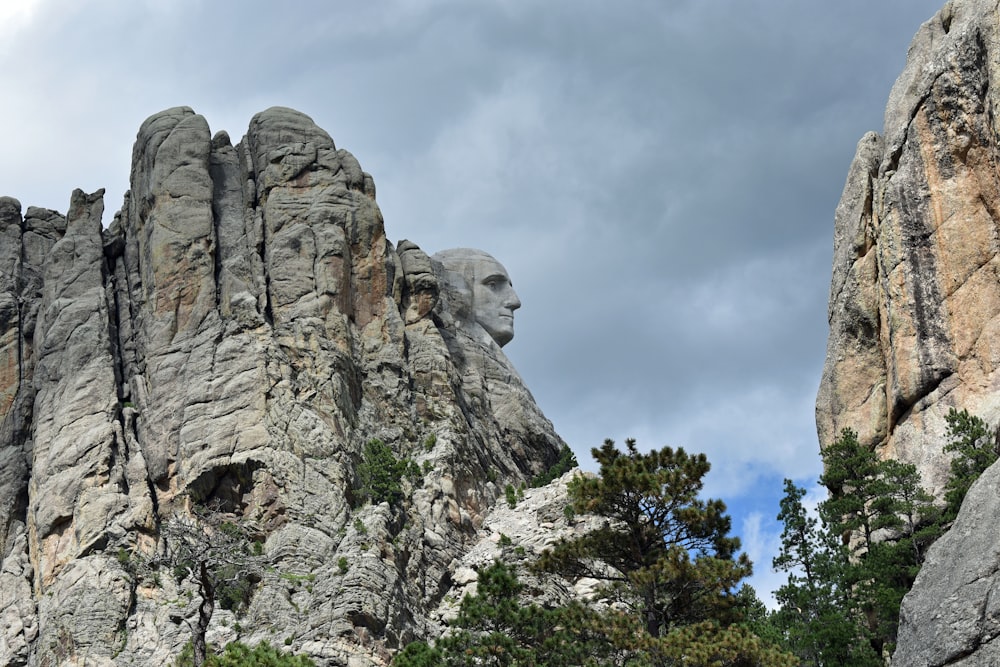 gray rock formation under white clouds during daytime