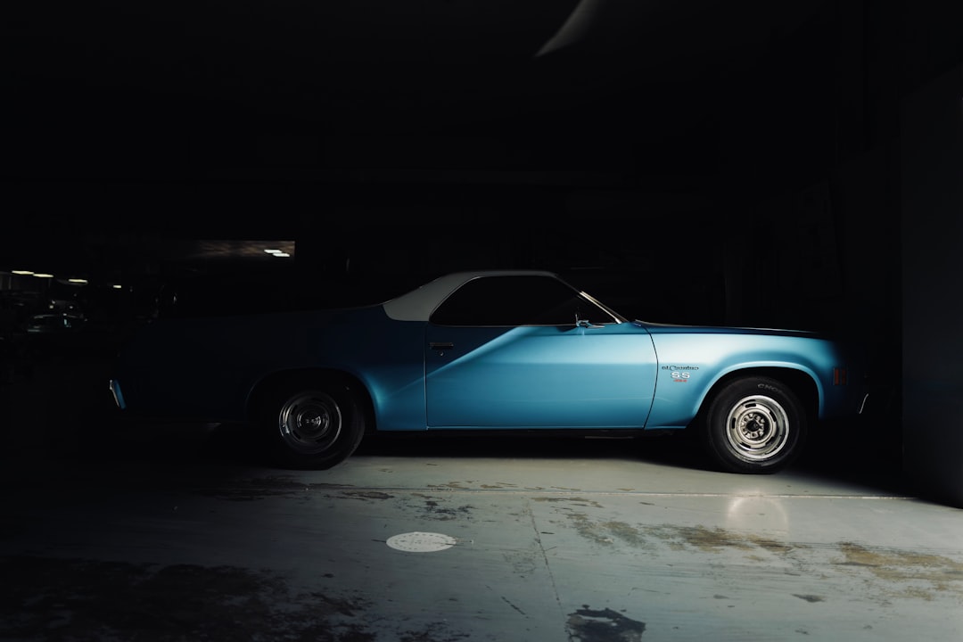 blue and white convertible coupe