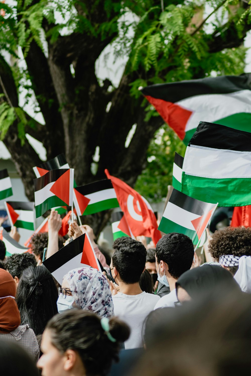 people holding flags during daytime