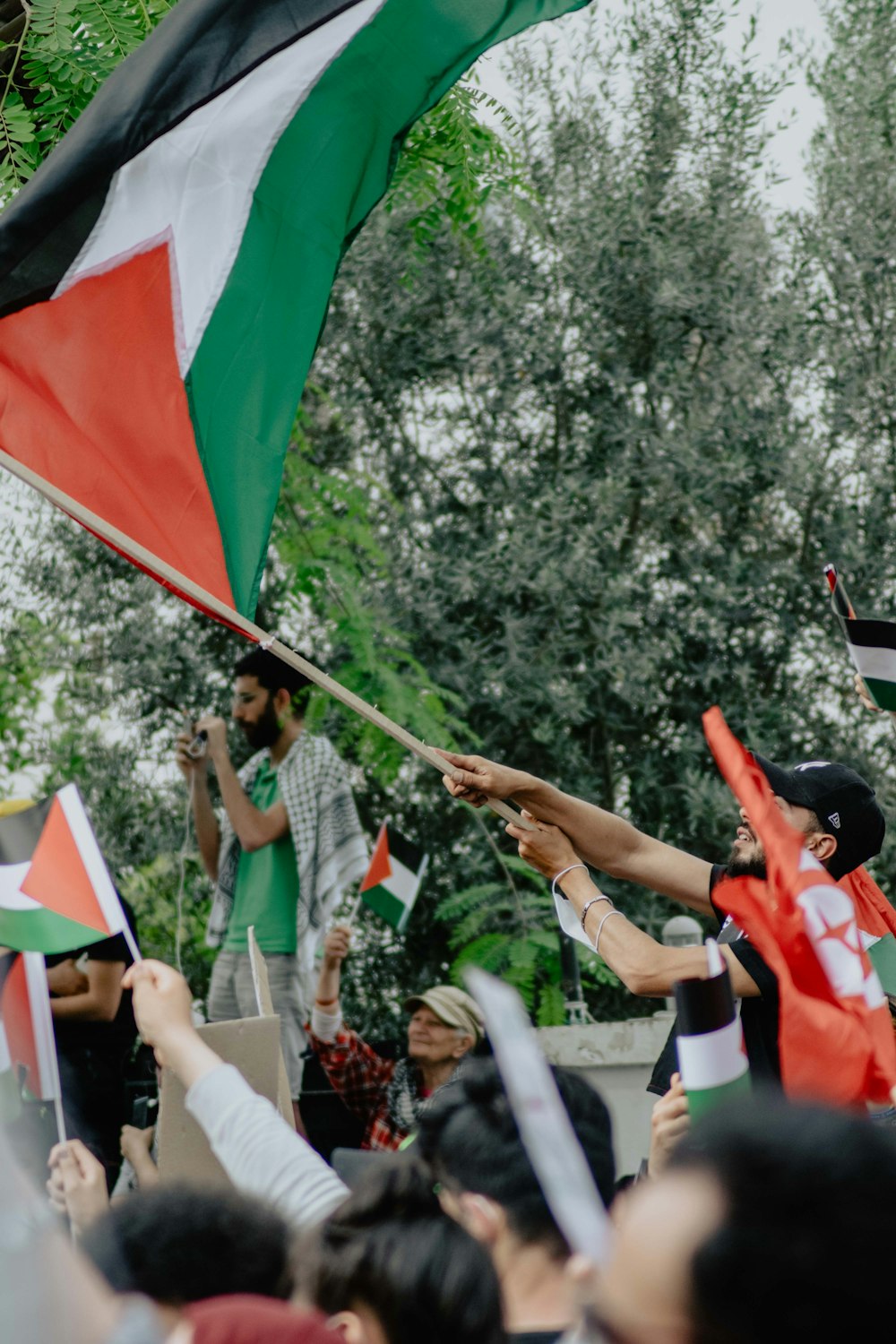 people holding flags during daytime