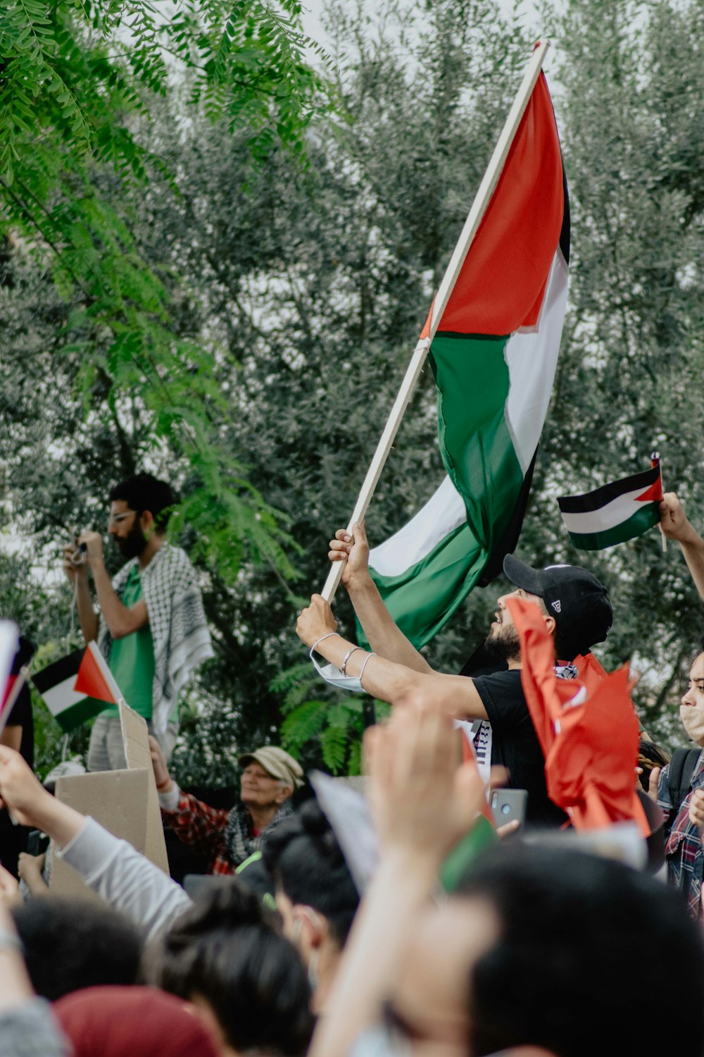 people holding flags during daytime