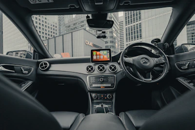 black and silver car interior