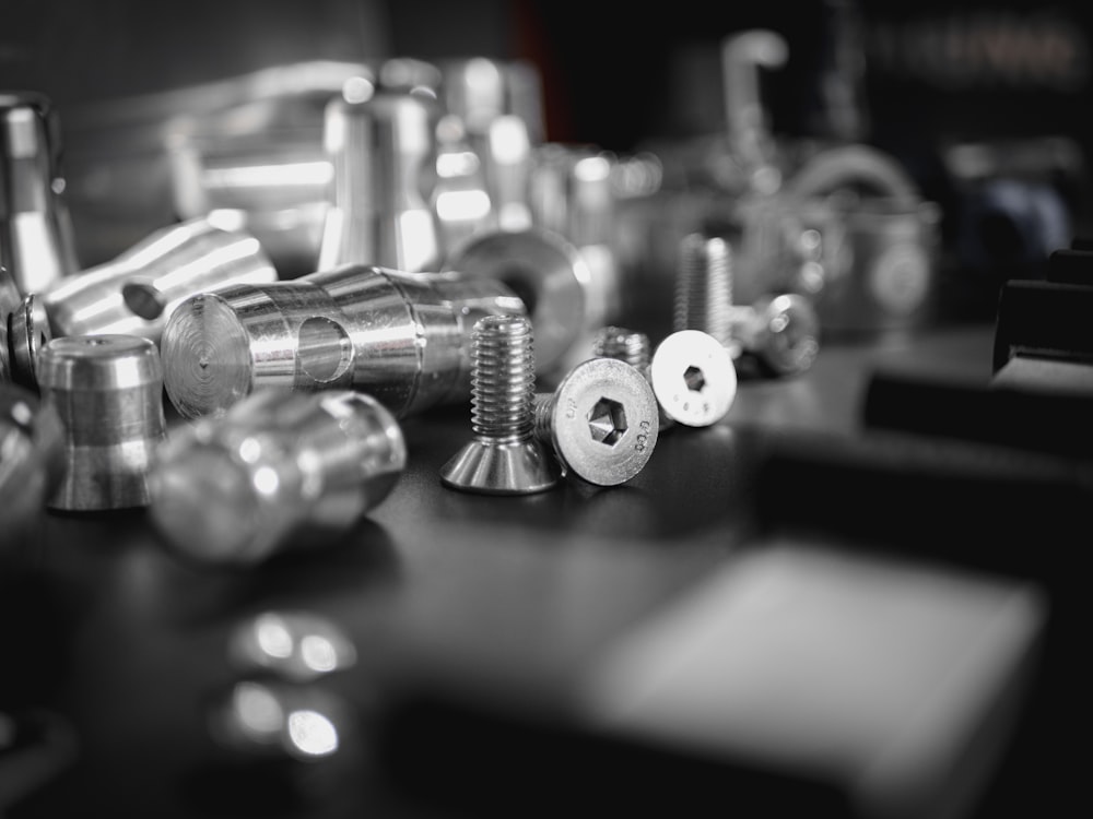 silver steel tools on black table