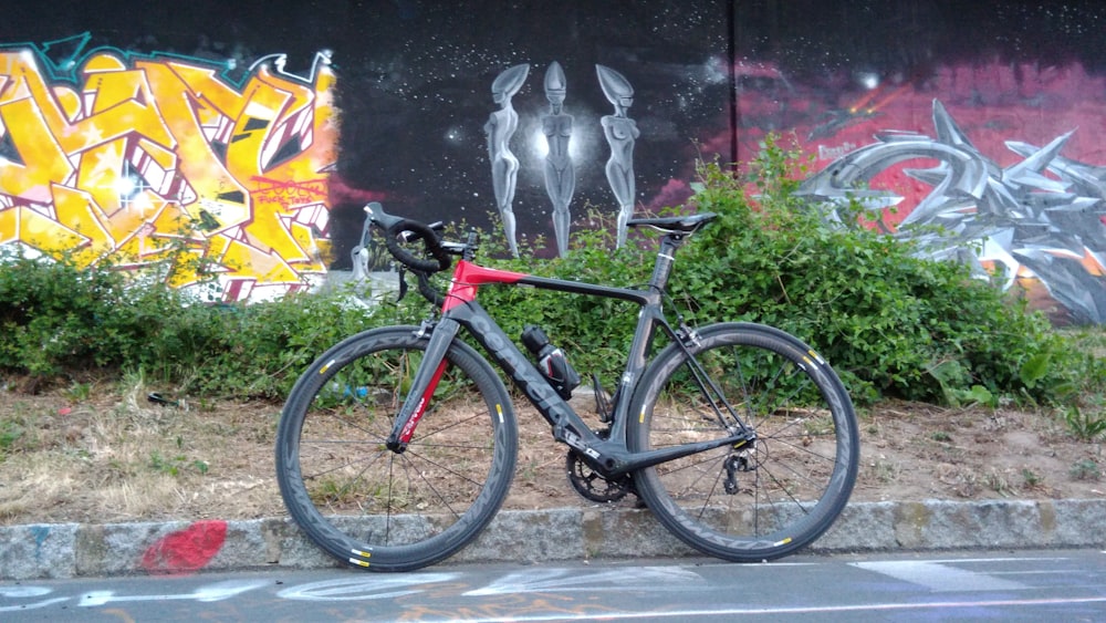 red and black mountain bike