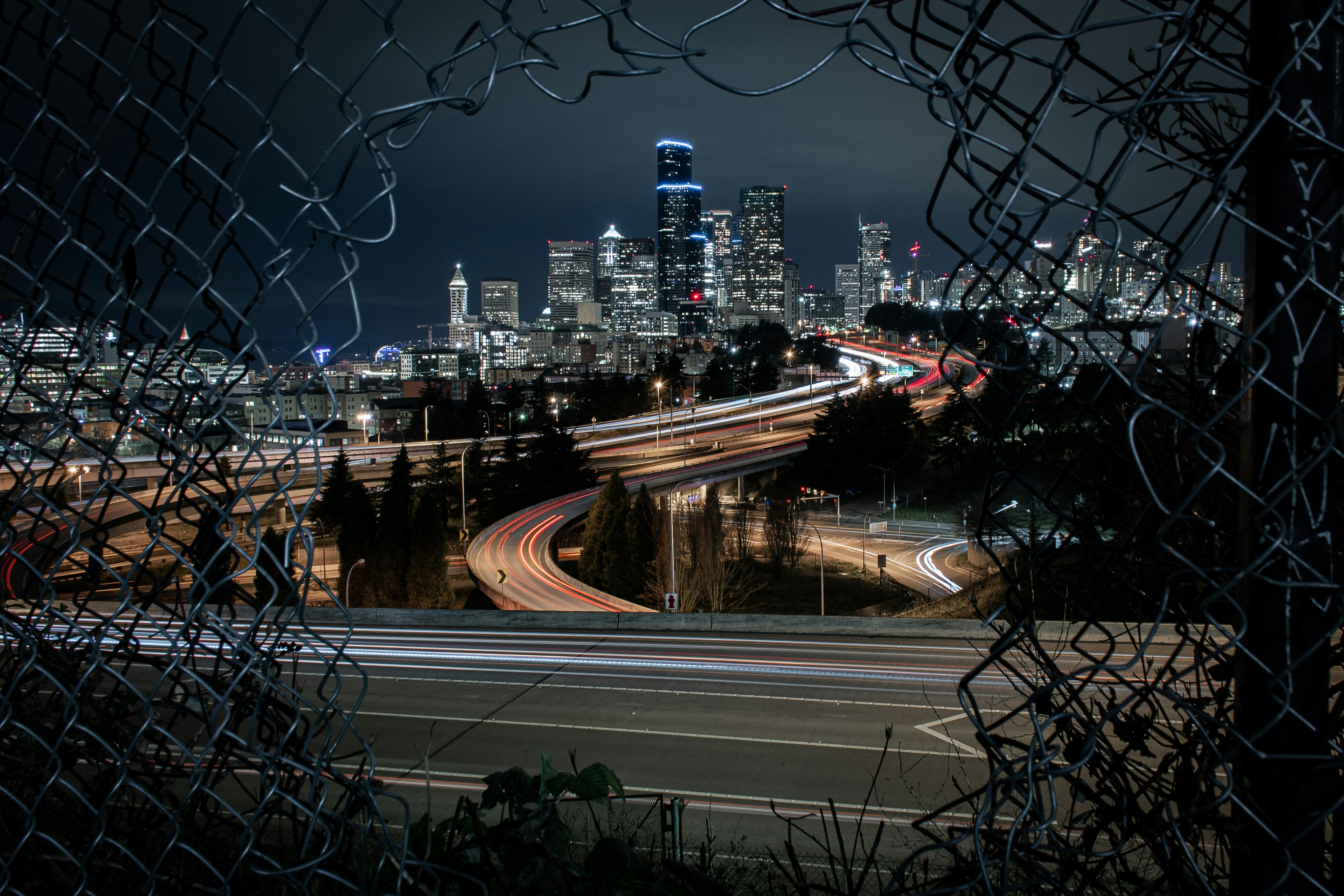 city buildings during night time