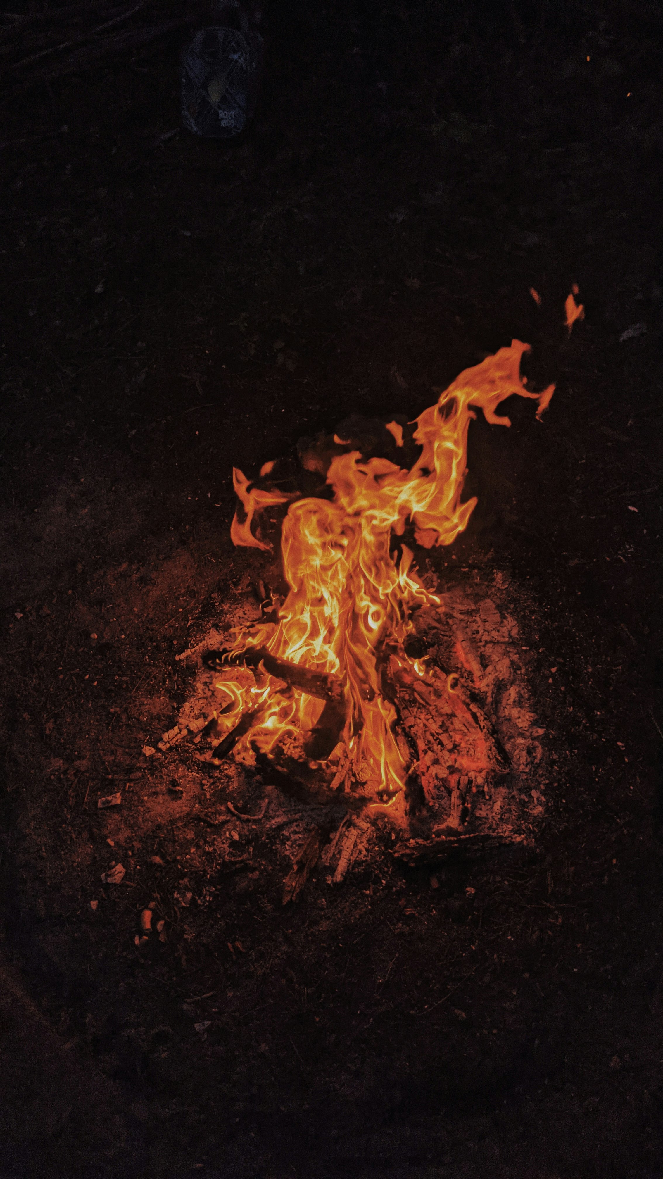 burning fire on black ground