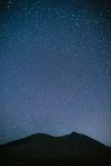 A panoramic shot of a starry night sky over a silhouetted mountain range.