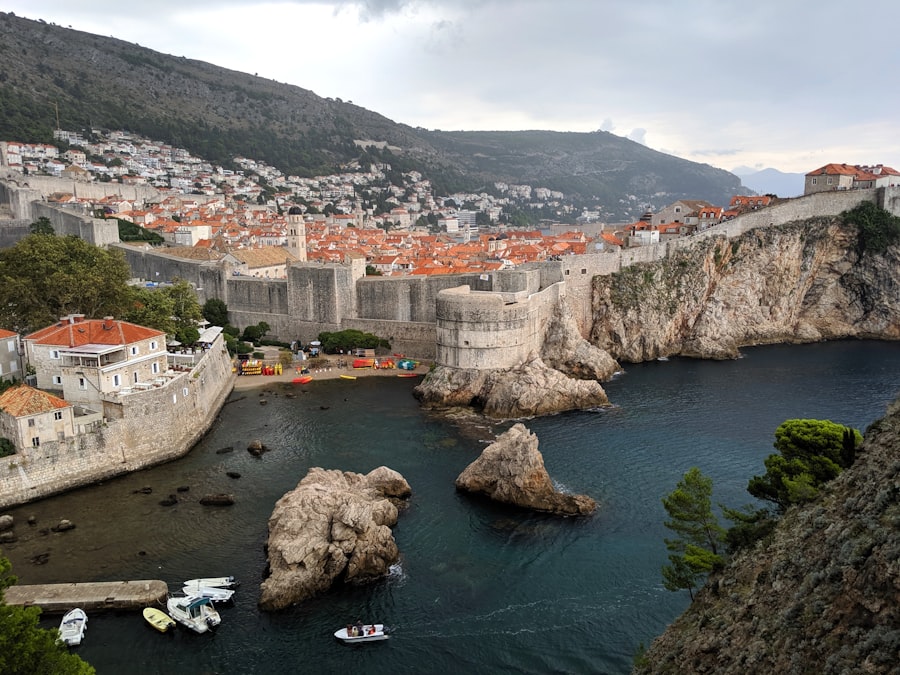 Dubrovnik's old city walls and terracotta rooftops above the Adriatic Sea