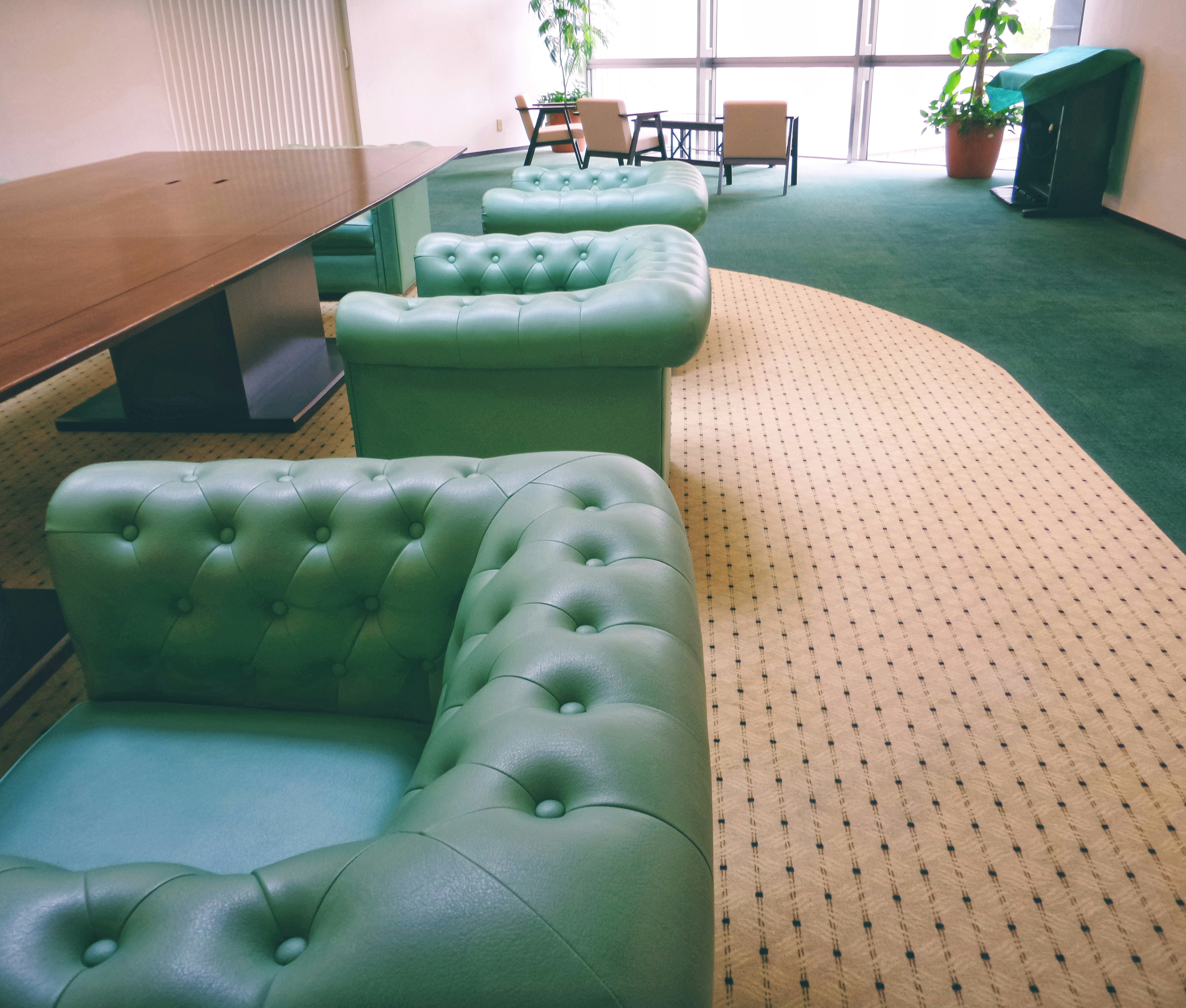 Green leather couch lounge
