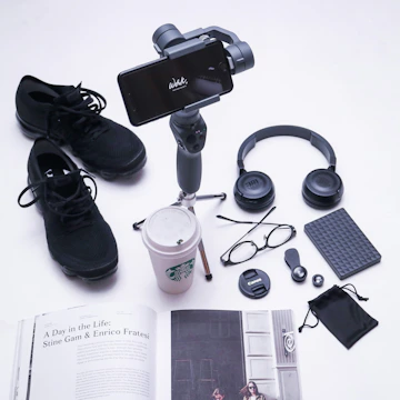 black dslr camera on white table