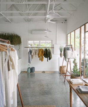 clothes hanged on clothes rack