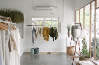 clothes hanged on clothes rack